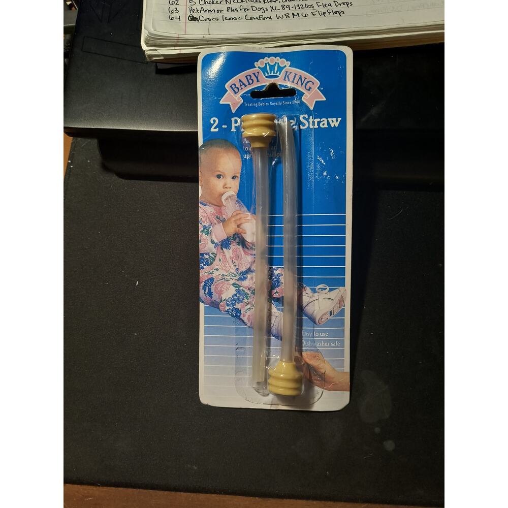 Babyking 1991 2 pk bottle straws NEW vintage